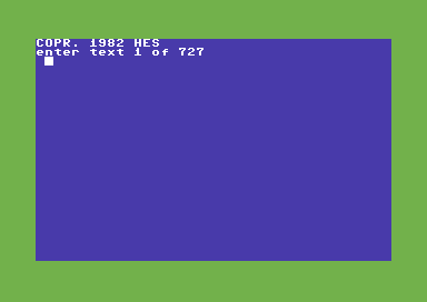 HES Writer title screen for Commodore 64